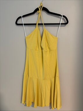 Reformation Yellow Halter Mini Dress